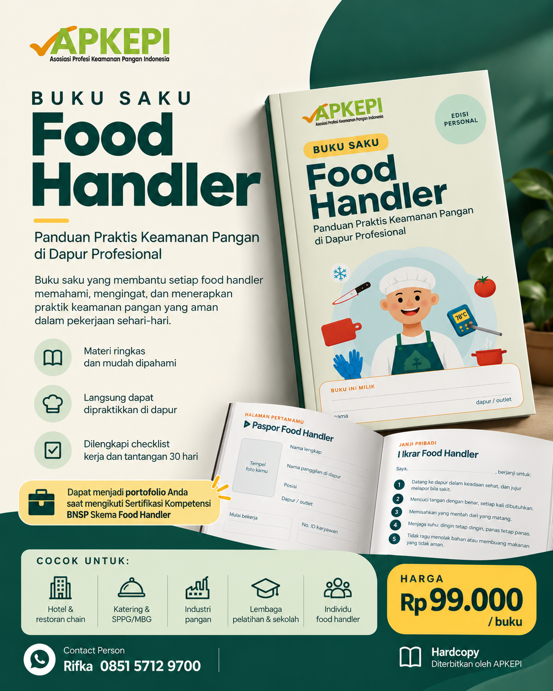 Buku Saku Food Handler Panduan Praktis Keamanan Pangan di Dapur Profesional