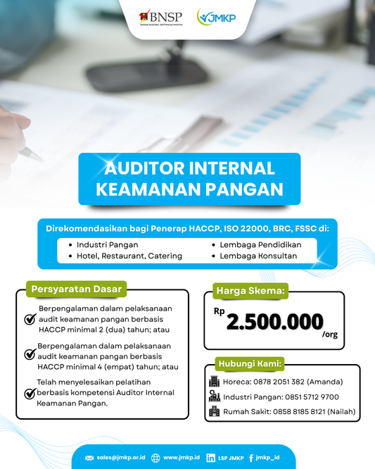 Sertifikasi Kompetensi Auditor Internal Keamanan Pangan