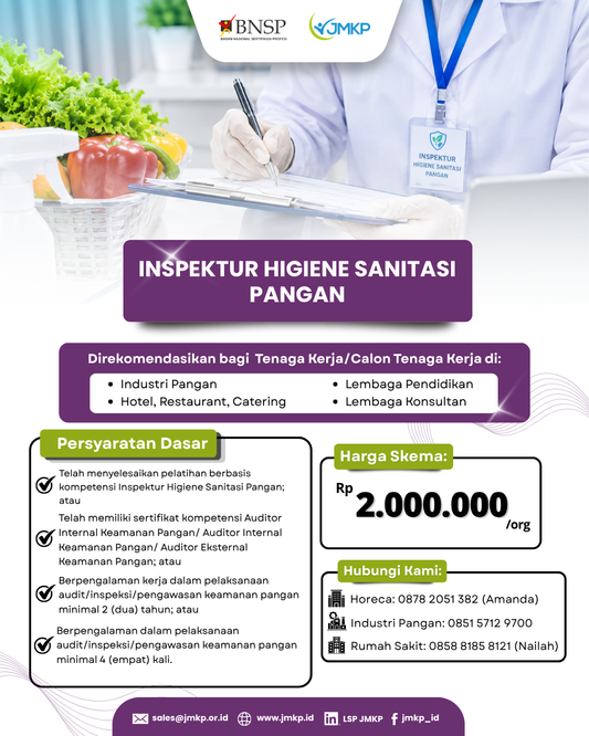Sertifikasi Kompetensi Inspektur Higiene Sanitasi Pangan