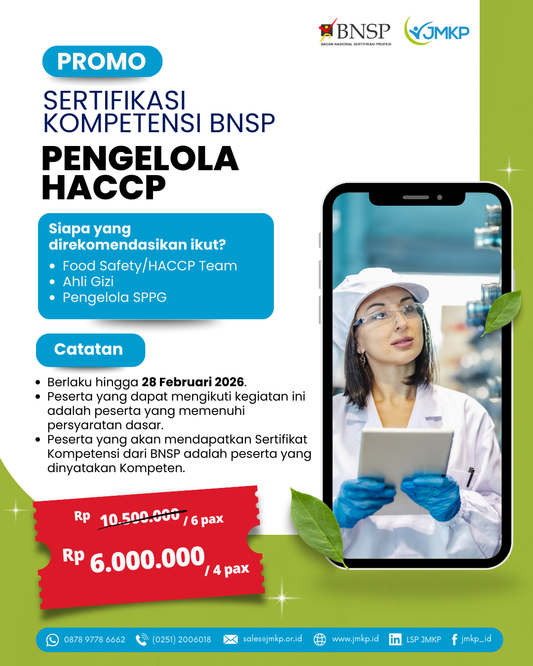 Paket Sertifikasi Kompetensi Pengelola HACCP/HACCP Team/Food Safety Team