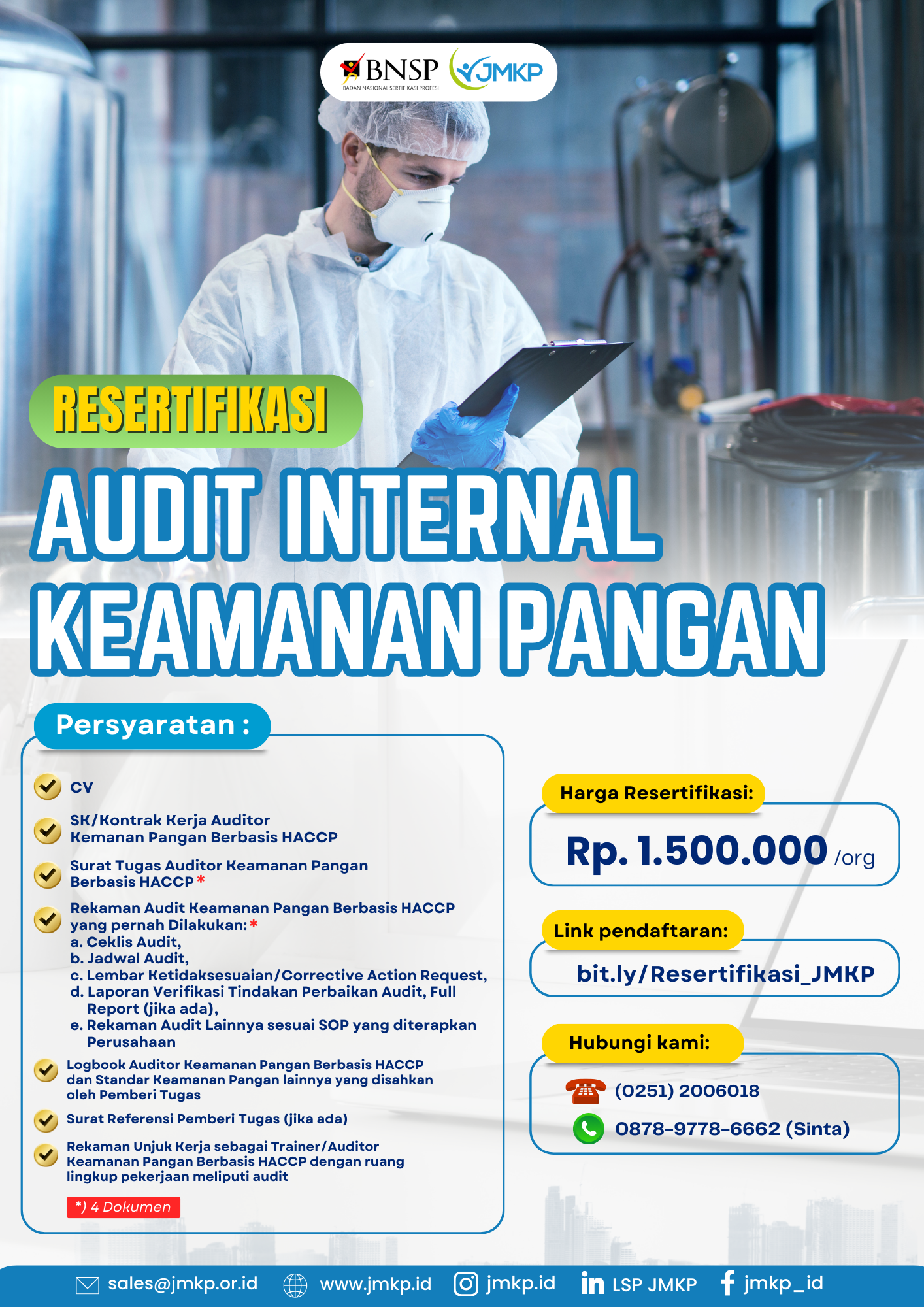 Resertifikasi Audit Internal Keamanan Pangan Lsp Jmkp